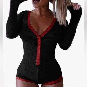 Adult Black and Red Sexy Onesie NWOT